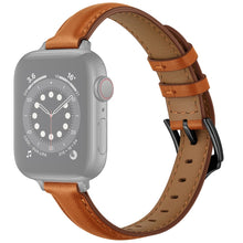 Business Style Leather Watch Band For Apple Watch Series 8&7 41mm / SE 2&6&SE&5&4 40mm / 3&2&1 38mm(Brown Black Buckle)