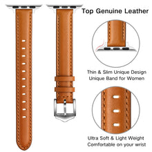 Business Style Leather Watch Band For Apple Watch Series 8&7 41mm / SE 2&6&SE&5&4 40mm / 3&2&1 38mm(Brown Silver Buckle)
