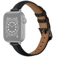 Business Style Leather Watch Band For Apple Watch Series 8&7 41mm / SE 2&6&SE&5&4 40mm / 3&2&1 38mm(Black Black Buckle)