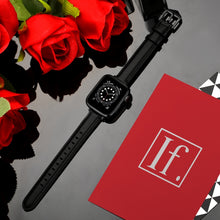 Business Style Leather Watch Band For Apple Watch Series 8&7 41mm / SE 2&6&SE&5&4 40mm / 3&2&1 38mm(Black Black Buckle)