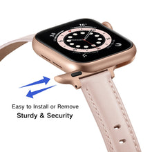Business Style Leather Watch Band For Apple Watch Series 8&7 41mm / SE 2&6&SE&5&4 40mm / 3&2&1 38mm(Pink Sand)