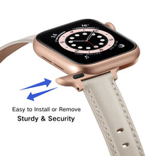 Business Style Leather Watch Band For Apple Watch Series 8&7 41mm / SE 2&6&SE&5&4 40mm / 3&2&1 38mm(Creamy-white)