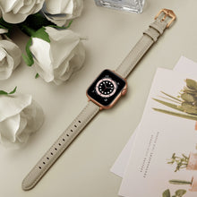 Business Style Leather Watch Band For Apple Watch Series 8&7 41mm / SE 2&6&SE&5&4 40mm / 3&2&1 38mm(Creamy-white)