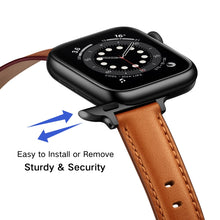 Business Style Leather Watch Band For Apple Watch Ultra 49mm / Series 8&7 45mm / SE 2&6&SE&5&4 44mm / 3&2&1 42mm(Brown Black Buckle)