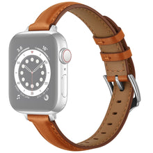 Business Style Leather Watch Band For Apple Watch Ultra 49mm / Series 8&7 45mm / SE 2&6&SE&5&4 44mm / 3&2&1 42mm(Brown Silver Buckle)