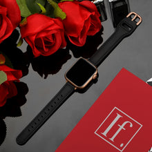 Women Starry Sky Style Leather Watch Band For Apple Watch Series 8&7 41mm / SE 2&6&SE&5&4 40mm / 3&2&1 38mm(Black Rose Gold Buckle)