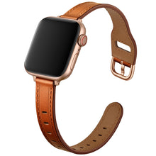 Women Starry Sky Style Leather Watch Band For Apple Watch Ultra 49mm / Series 8&7 45mm / SE 2&6&SE&5&4 44mm / 3&2&1 42mm(Brown Rose Gold Buckle)