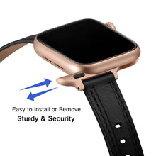 Women Starry Sky Style Leather Watch Band For Apple Watch Ultra 49mm / Series 8&7 45mm / SE 2&6&SE&5&4 44mm / 3&2&1 42mm(Black Rose Gold Buckle)