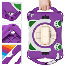 Cute Cat King Kids Shockproof Silicone Tablet Case with Holder & Shoulder Strap & Handle For iPad 10.2 2021 / 2020 / 2019 / Pro 10.5 / Air 10.5(Purple)