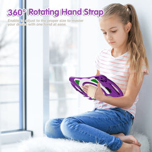 Cute Cat King Kids Shockproof Silicone Tablet Case with Holder & Shoulder Strap & Handle For iPad 10.2 2021 / 2020 / 2019 / Pro 10.5 / Air 10.5(Purple)