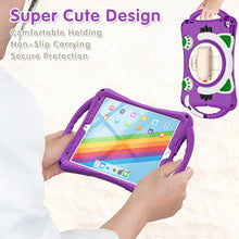 Cute Cat King Kids Shockproof Silicone Tablet Case with Holder & Shoulder Strap & Handle For iPad 10.2 2021 / 2020 / 2019 / Pro 10.5 / Air 10.5(Purple)
