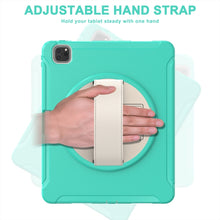 For iPad Pro 12.9 2022 / 2021 360 Degree Rotation PC + TPU Protective Tablet Case with Holder & Hand-strap(Mint Green)