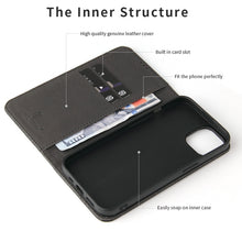 For iPhone 13 Fierre Shann Crocodile Texture Magnetic Horizontal Flip Genuine Leather Case with Holder & Card Slot(Black)