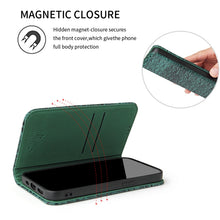 For iPhone 13 Fierre Shann Crocodile Texture Magnetic Horizontal Flip Genuine Leather Case with Holder & Card Slot(Green)