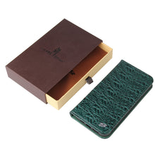 For iPhone 13 Pro Fierre Shann Crocodile Texture Magnetic Horizontal Flip Genuine Leather Case with Holder & Card Slot (Green)