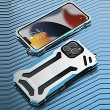 For iPhone 13 mini R-JUST Shockproof Armor Metal Protective Case (Blue)