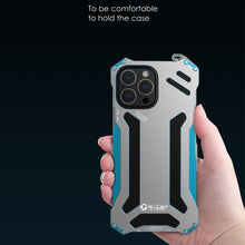 For iPhone 13 Pro Max R-JUST Shockproof Armor Metal Protective Case (Blue)