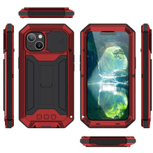 For iPhone 13 mini R-JUST Sliding Camera Shockproof Waterproof Dust-proof Metal + Silicone Protective Case with Holder (Red)