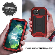 For iPhone 13 mini R-JUST Sliding Camera Shockproof Waterproof Dust-proof Metal + Silicone Protective Case with Holder (Red)