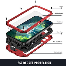 For iPhone 13 R-JUST Sliding Camera Shockproof Waterproof Dust-proof Metal + Silicone Protective Case with Holder(Red)