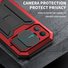 For iPhone 13 Pro Max R-JUST Sliding Camera Shockproof Waterproof Dust-proof Metal + Silicone Protective Case with Holder (Red)