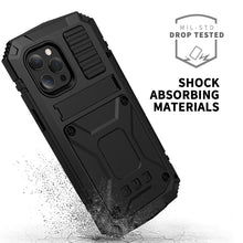 For iPhone 13 mini R-JUST Shockproof Waterproof Dust-proof Metal + Silicone Protective Case with Holder (Black)