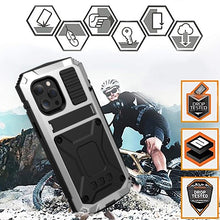 For iPhone 13 R-JUST Shockproof Waterproof Dust-proof Metal + Silicone Protective Case with Holder(Silver)