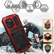 For iPhone 13 Pro R-JUST Shockproof Waterproof Dust-proof Metal + Silicone Protective Case with Holder (Red)