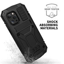 For iPhone 13 Pro Max R-JUST Shockproof Waterproof Dust-proof Metal + Silicone Protective Case with Holder (Black)
