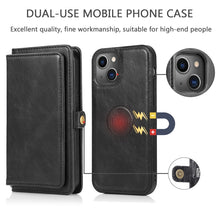 For iPhone 13 Strong Magnetic Detachable Horizontal Flip Leather Case with Card Slots & Wallet(Black)