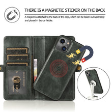 For iPhone 13 Strong Magnetic Detachable Horizontal Flip Leather Case with Card Slots & Wallet(Green)