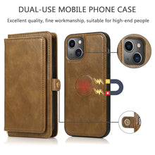 For iPhone 13 Strong Magnetic Detachable Horizontal Flip Leather Case with Card Slots & Wallet(Brown)