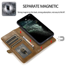 For iPhone 13 Strong Magnetic Detachable Horizontal Flip Leather Case with Card Slots & Wallet(Brown)