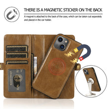 For iPhone 13 Strong Magnetic Detachable Horizontal Flip Leather Case with Card Slots & Wallet(Brown)