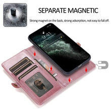 For iPhone 13 Strong Magnetic Detachable Horizontal Flip Leather Case with Card Slots & Wallet(Rose Gold)