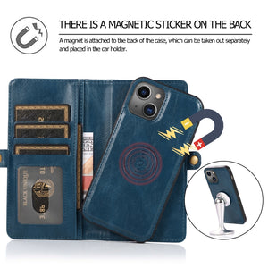 For iPhone 13 mini Strong Magnetic Detachable Horizontal Flip Leather Case with Card Slots & Wallet For  iPhone 13 Mini(Blue)