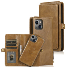 For iPhone 13 mini Strong Magnetic Detachable Horizontal Flip Leather Case with Card Slots & Wallet For  iPhone 13 Mini(Brown)