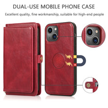 For iPhone 13 mini Strong Magnetic Detachable Horizontal Flip Leather Case with Card Slots & Wallet For  iPhone 13 Mini(Red)