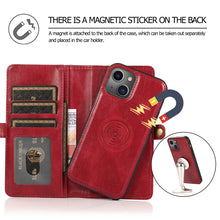 For iPhone 13 mini Strong Magnetic Detachable Horizontal Flip Leather Case with Card Slots & Wallet For  iPhone 13 Mini(Red)