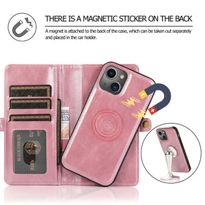 For iPhone 13 mini Strong Magnetic Detachable Horizontal Flip Leather Case with Card Slots & Wallet For  iPhone 13 Mini(Rose Gold)