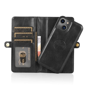 For iPhone 13 Pro Strong Magnetic Detachable Horizontal Flip Leather Case with Card Slots & Wallet (Black)