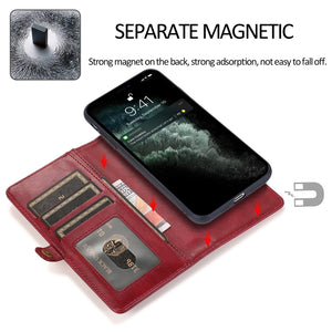 For iPhone 13 Pro Strong Magnetic Detachable Horizontal Flip Leather Case with Card Slots & Wallet (Red)