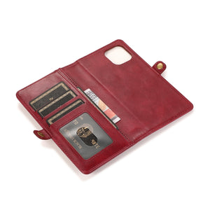 For iPhone 13 Pro Strong Magnetic Detachable Horizontal Flip Leather Case with Card Slots & Wallet (Red)