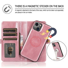 For iPhone 13 Pro Strong Magnetic Detachable Horizontal Flip Leather Case with Card Slots & Wallet (Rose Gold)