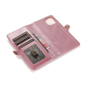 For iPhone 13 Pro Strong Magnetic Detachable Horizontal Flip Leather Case with Card Slots & Wallet (Rose Gold)