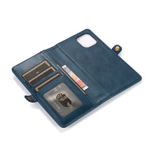 For iPhone 13 Pro Max Strong Magnetic Detachable Horizontal Flip Leather Case with Card Slots & Wallet (Blue)