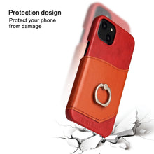 For iPhone 13 mini Fierre Shann Oil Wax Texture Genuine Leather Back Cover Case with 360 Degree Rotation Holder & Card Slot (Red)