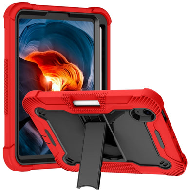 For iPad mini 6 Silicone + PC Shockproof Protective Tablet Case with Holder(Red + Black)
