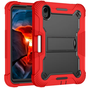 For iPad mini 6 Silicone + PC Shockproof Protective Tablet Case with Holder(Red + Black)