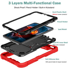 For iPad mini 6 Silicone + PC Shockproof Protective Tablet Case with Holder(Red + Black)